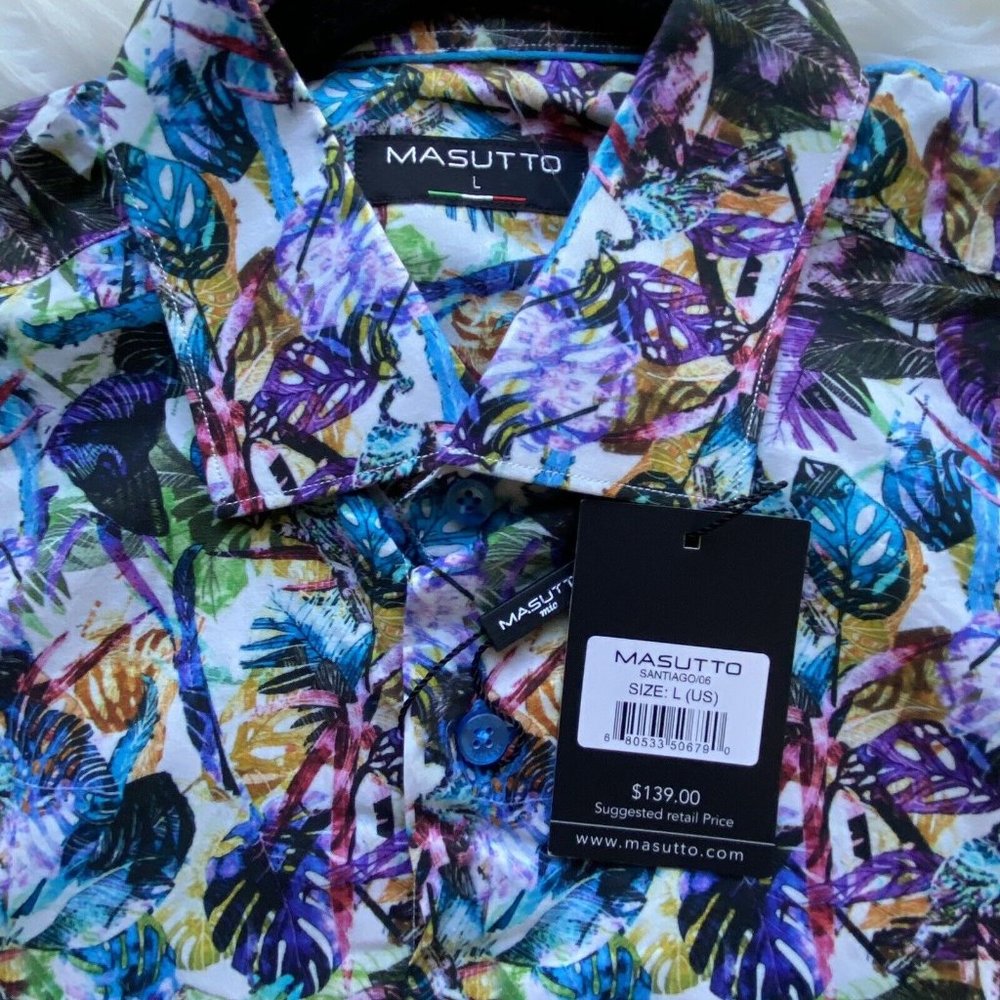 Masutto Mio Mens Santiago /06 Button Up Long Sleeve Shirt Multicolor Size Large - Picture 8 of 12